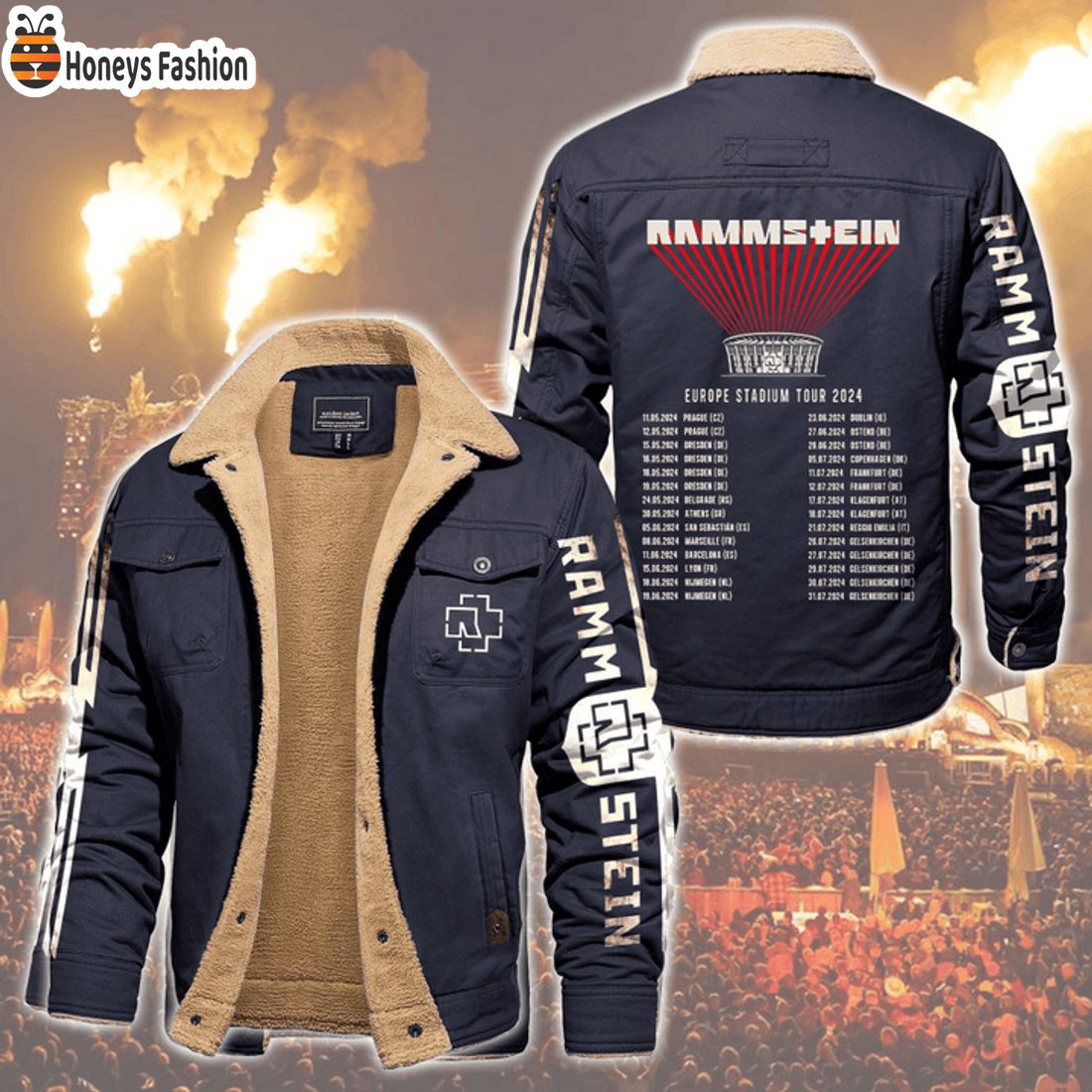 HOT Rammstein Europe Stadium Tour 2024 Fleece Leather Jacket