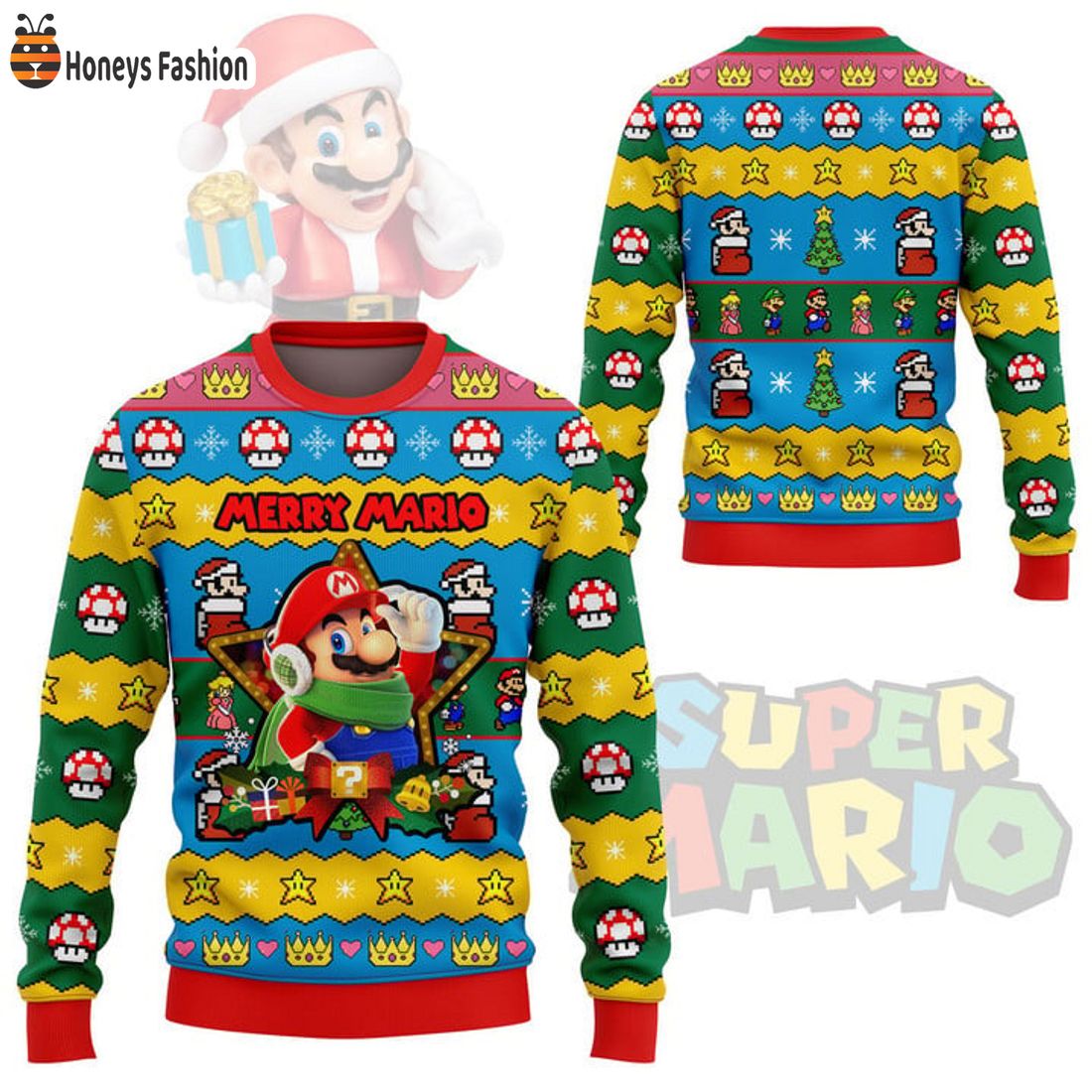 HOT Super Merry Mario Gift Ugly Christmas Sweater