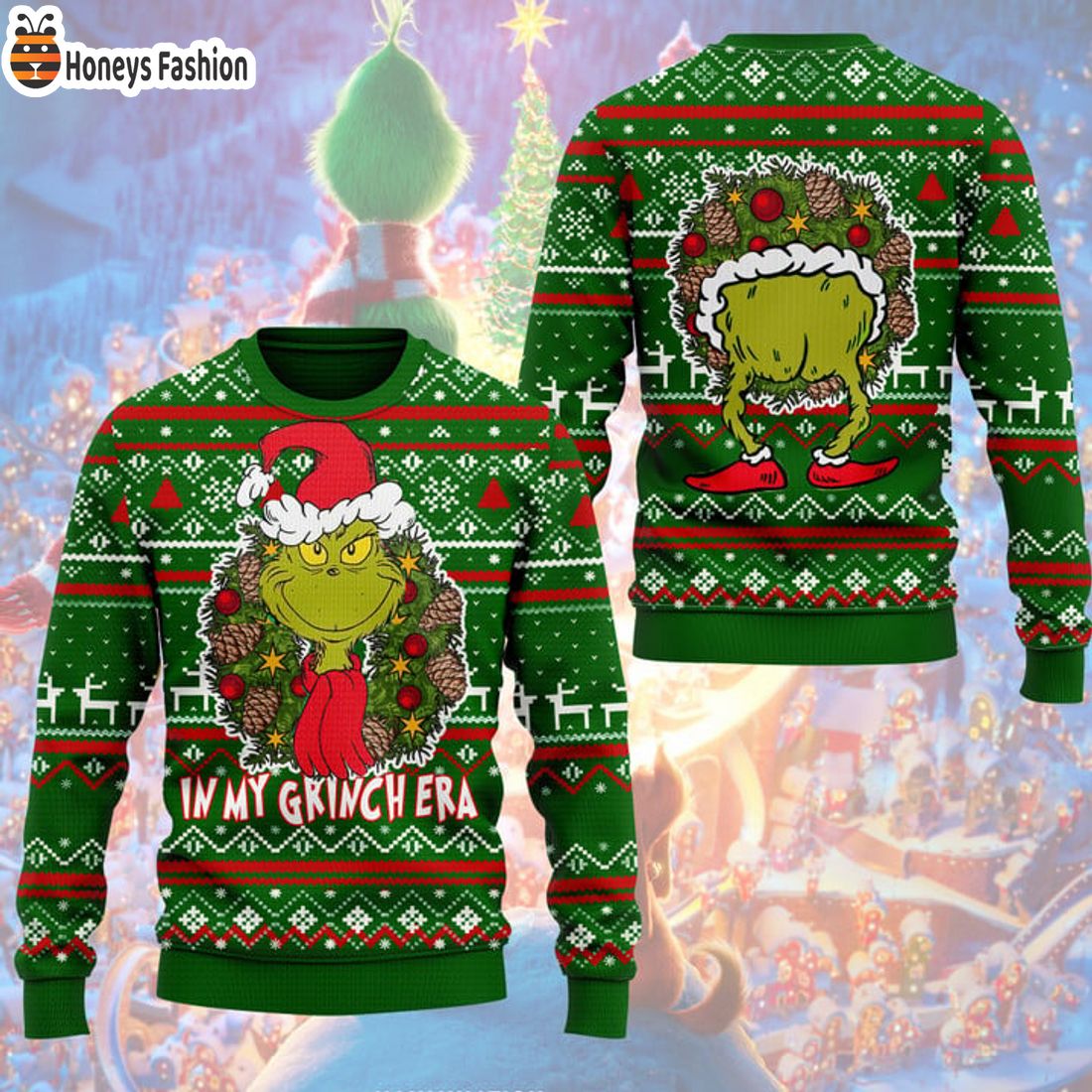 HOT The Grinch Santa Hat In My Grinchy Era Ugly Christmas Sweater