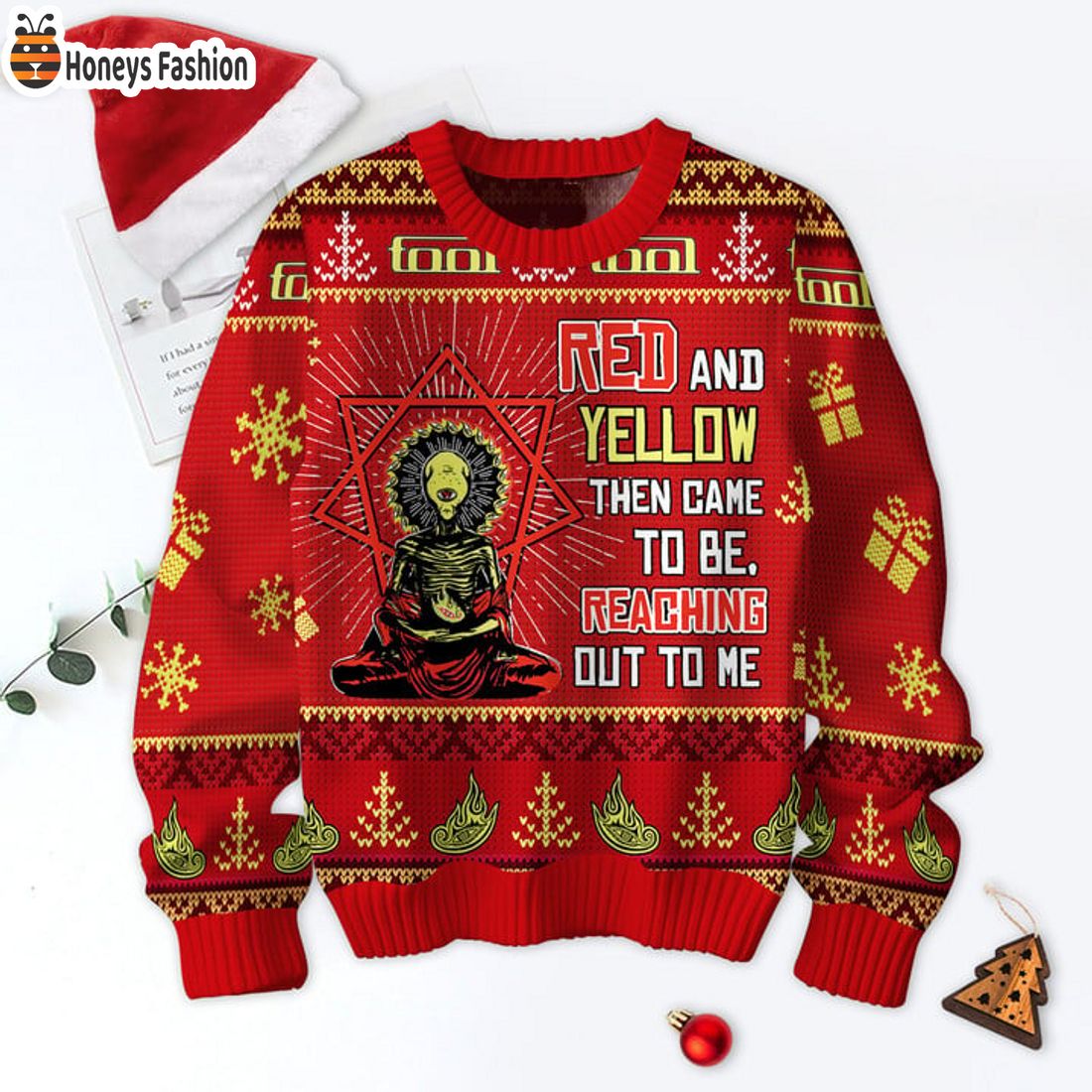 HOT Tool Red And Yellow Then Came To Be Reaching Out To Me Ugly Christmas Sweater