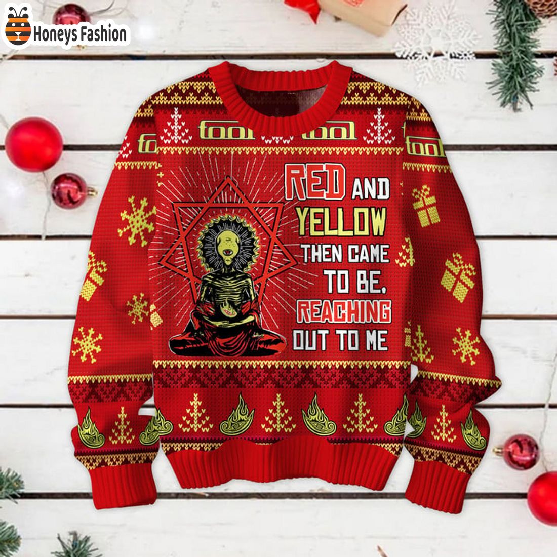 HOT Tool Red And Yellow Then Came To Be Reaching Out To Me Ugly Christmas Sweater