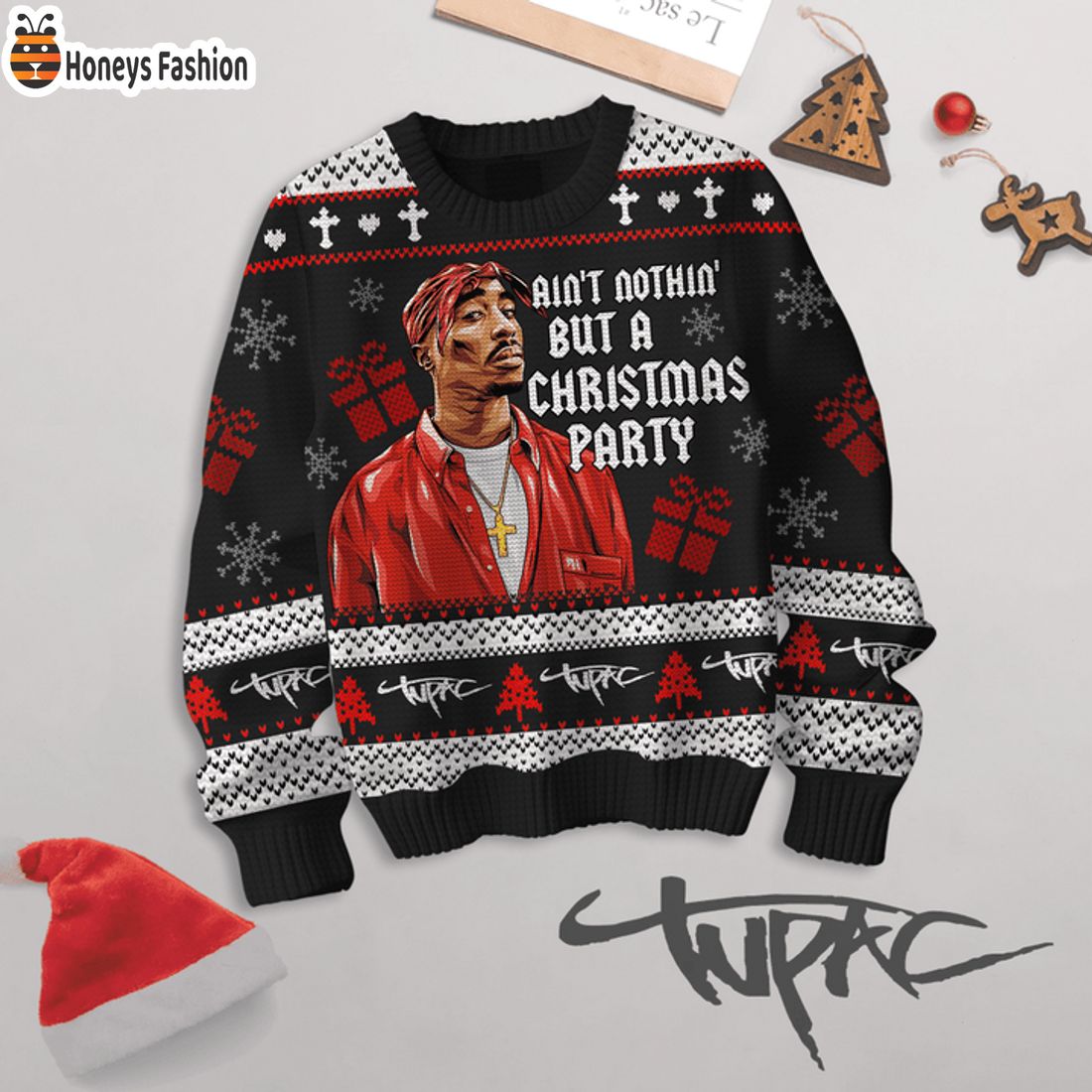 HOT Tupac Shakur Ain’t Nothin’ But A Xmas Party Ugly Christmas Sweater