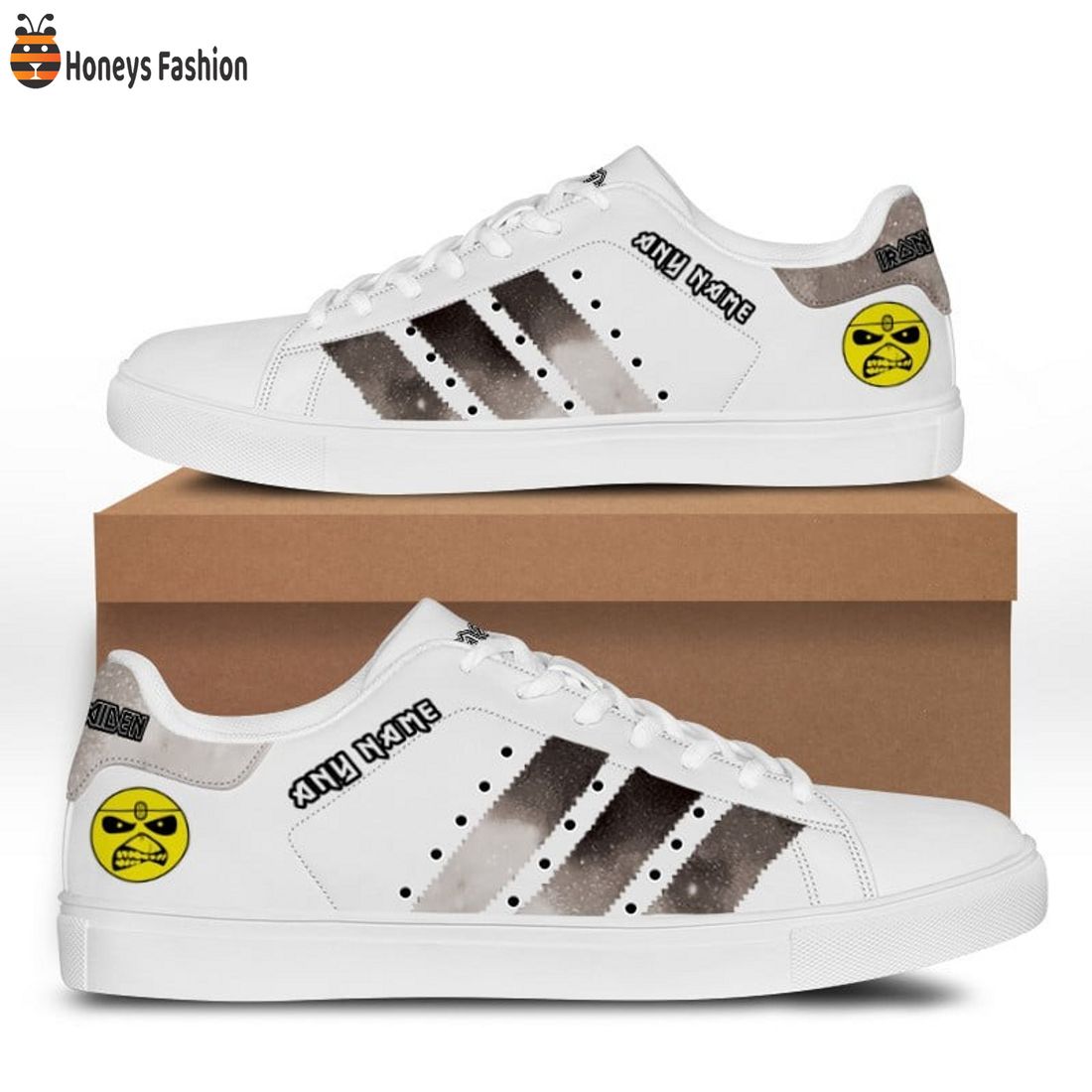 Iron Maiden black white custom name stan smith adidas shoes