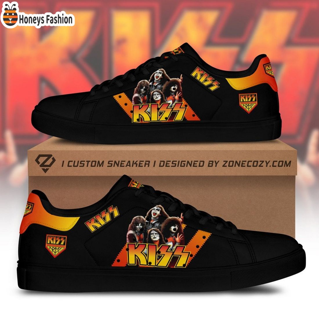 Kiss rock band orange ver 2 stan smith adidas shoes