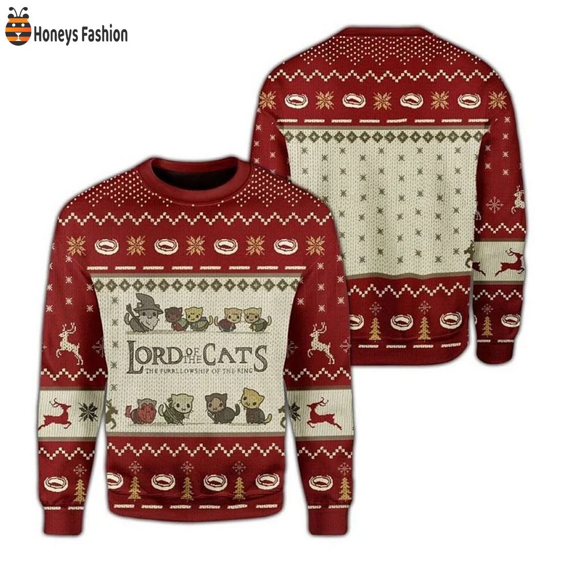 LOTR Lord of the cats ugly christmas sweater