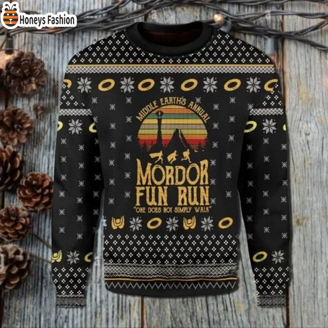 LOTR Mordor fun run one does not simply walk ugly christmas sweater