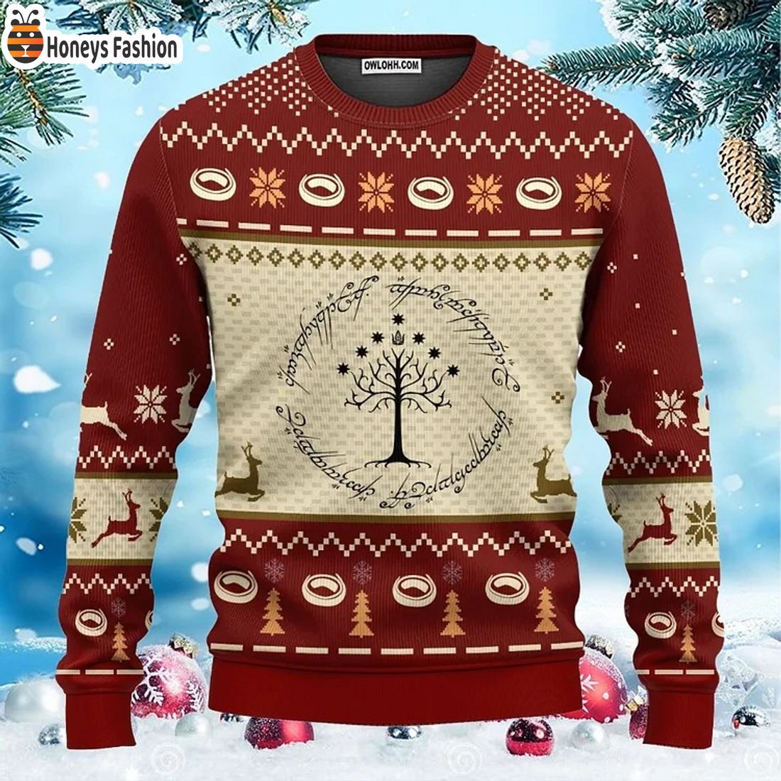 LOTR The white tree ugly christmas sweater
