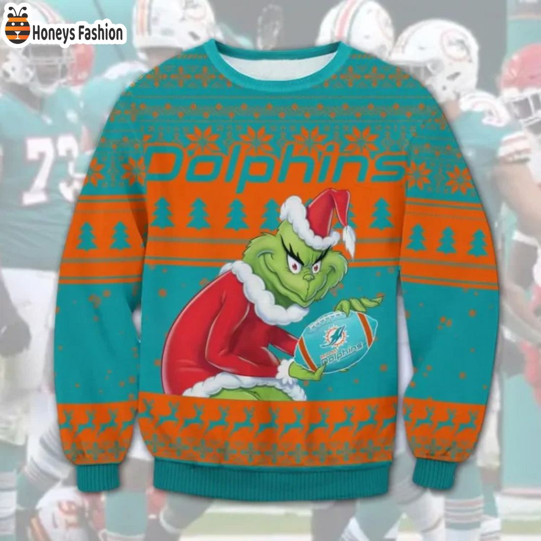 Miami Dolphins Grinch Ugly Christmas Sweater