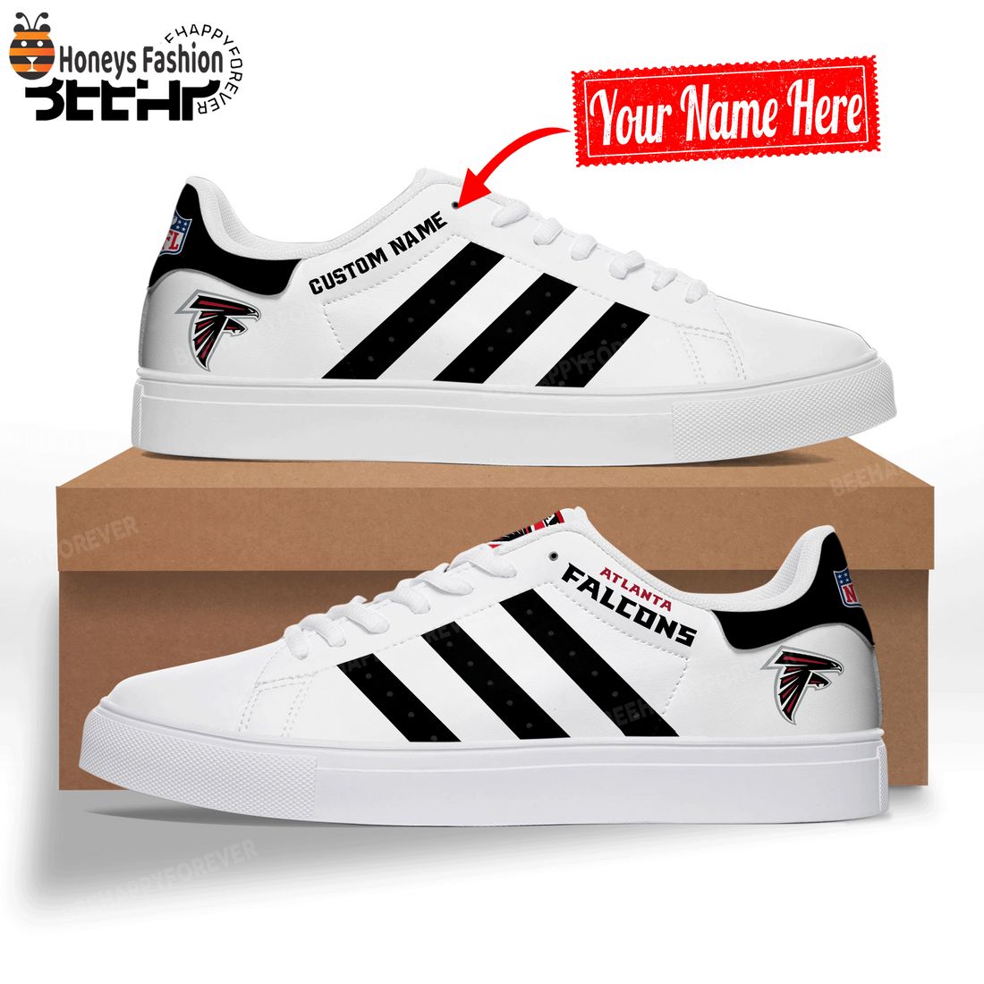 NEW  Atlanta Falcons Custom Name Adidas Stan Smith Trainers