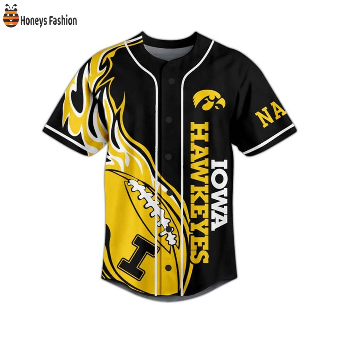 NEW Iowa Hawkeyes Herky the Hawk Mascot Fight For Iowa Custom Name Baseball Jersey