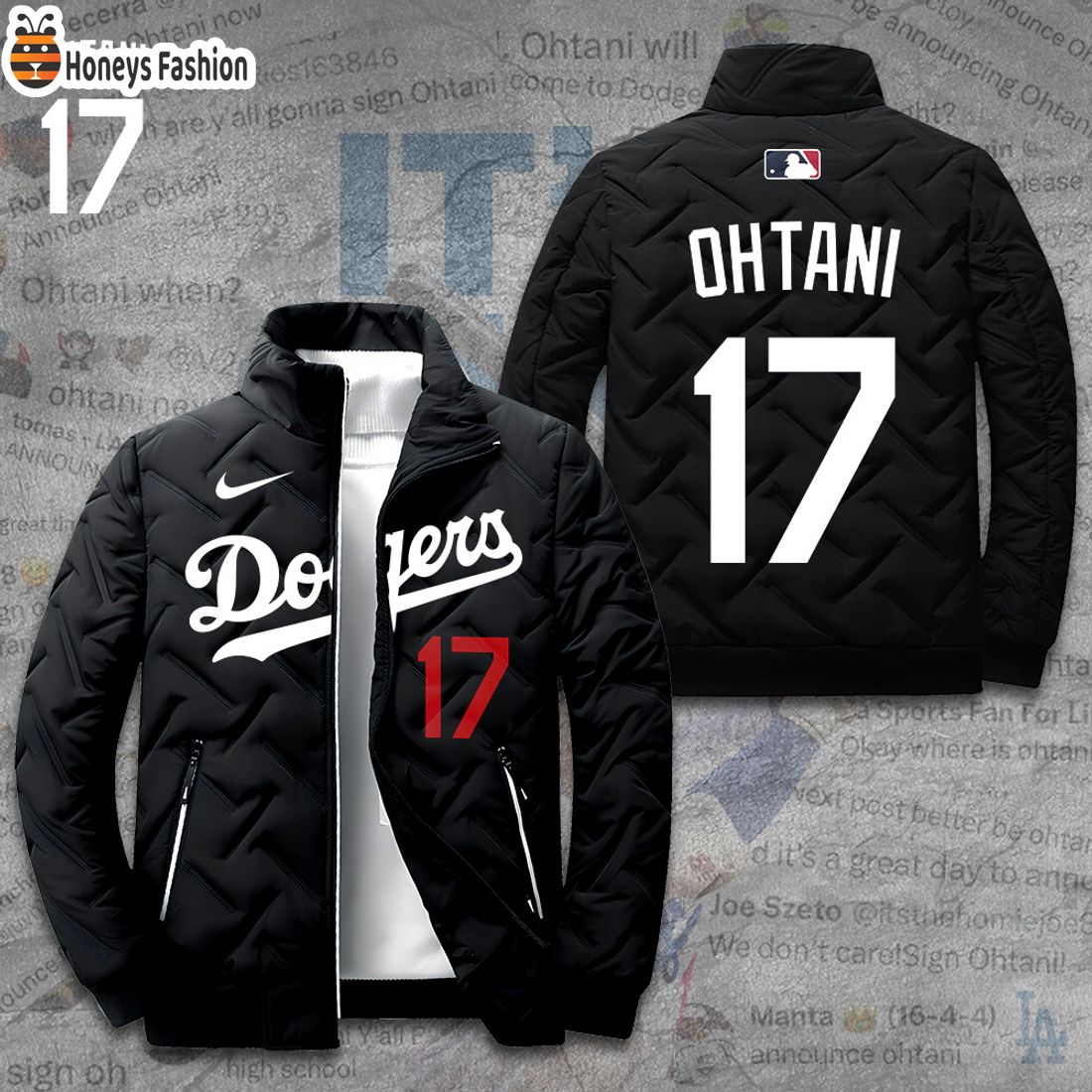 NEW Los Angeles Dodgers x Shohei Ohtani 17 Black 2D Paddle Jacket