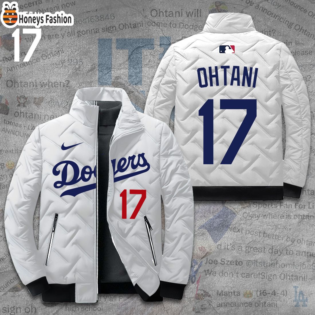 NEW Los Angeles Dodgers x Shohei Ohtani 17 White 2D Paddle Jacket