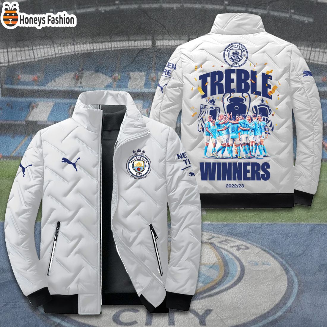 NEW Manchester City Treble Winners 2D Paddle Jacket
