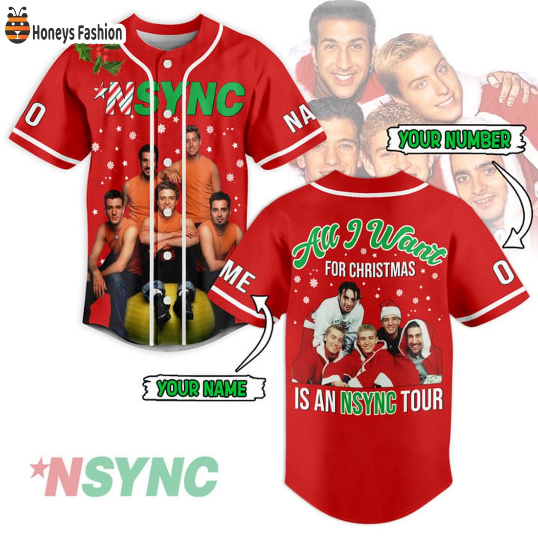 NEW NSYNC All I Want For Christmas Custom Name Number Baseball Jersey