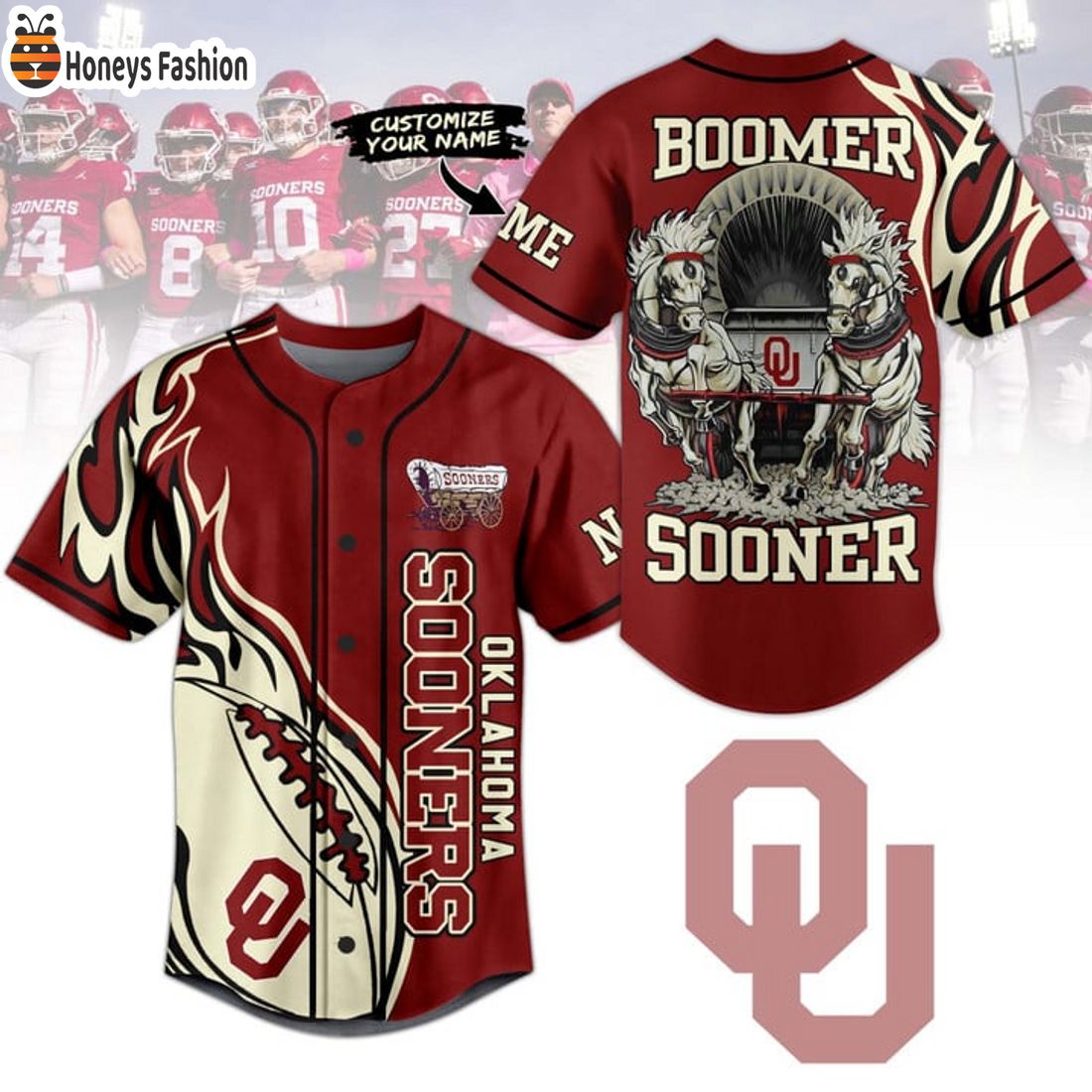 NEW Oklahoma Sooners Boomer Sonner Custom Name Baseball Jersey