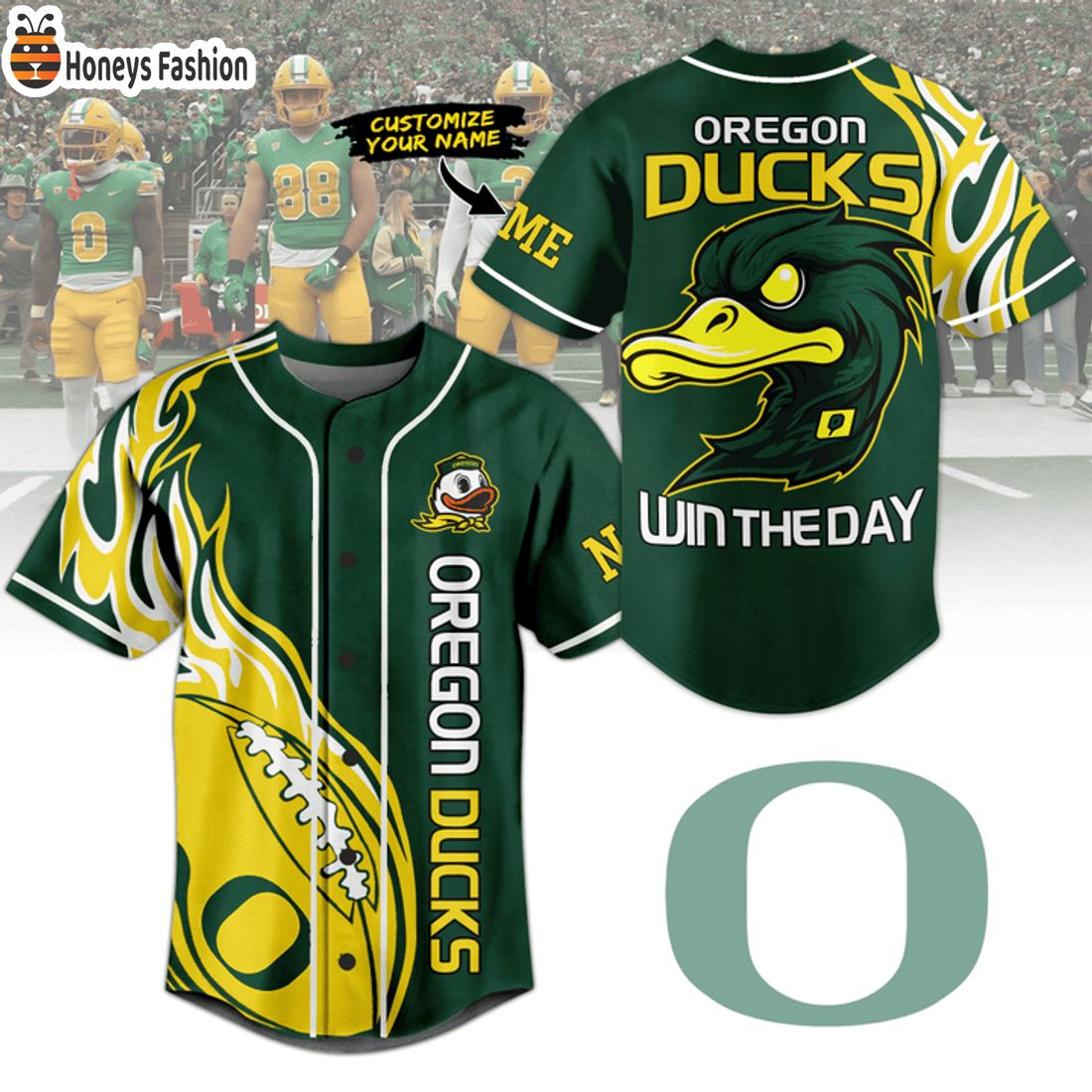 NEW Oregon Ducks Win The Day Custom Name Baseball Jersey