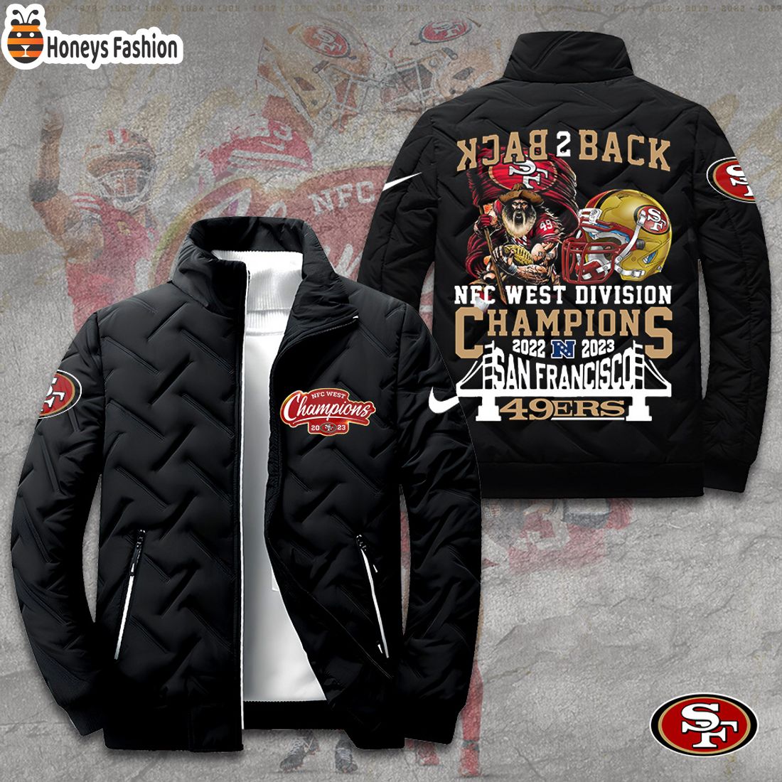 NEW San Francisco 49ers Back 2 Back NFC West Division Champions 2D Paddle Jacket