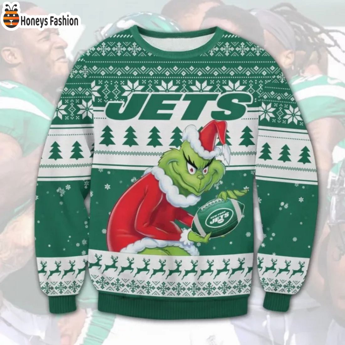 New York Jets Grinch Ugly Christmas Sweater