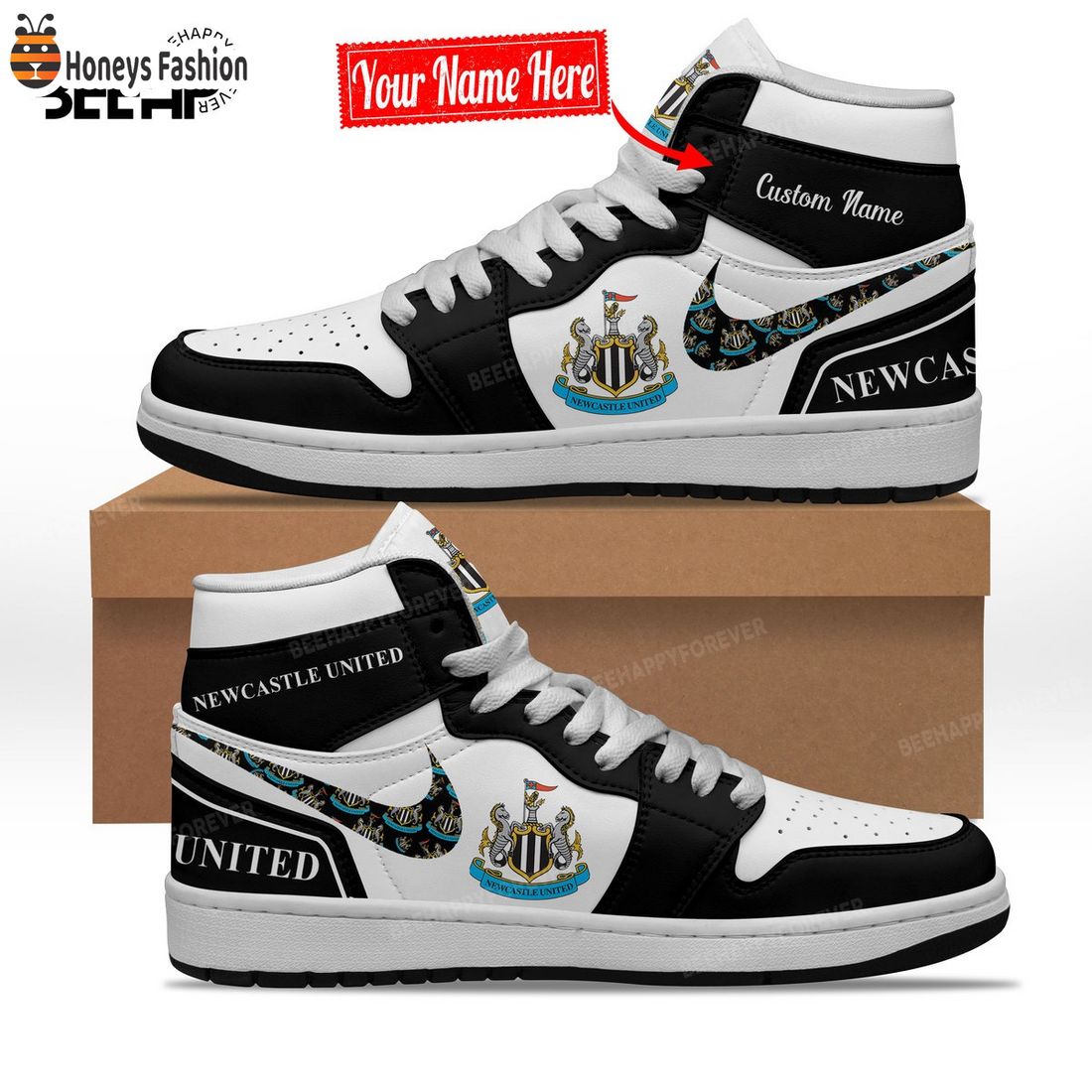 Newcastle United Custom Name Nike Air Jordan 1 Shoes