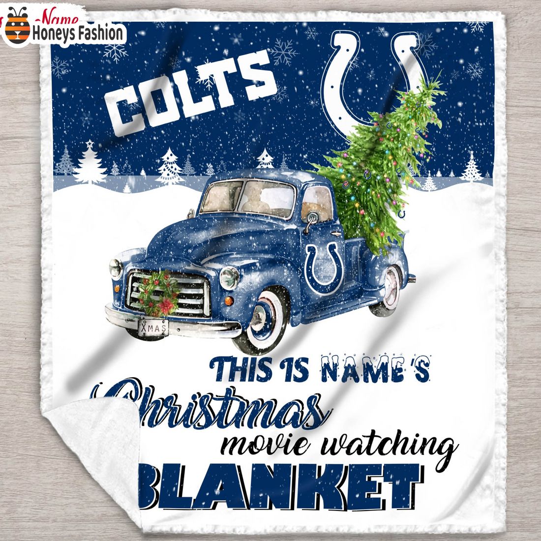 NFL Indianapolis Colts Custom Name Christmas movie watching quilt blanket