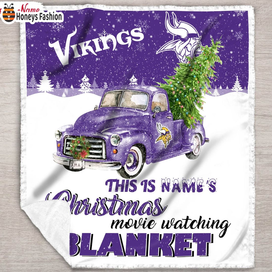 NFL Minnesota Vikings Custom Name Christmas movie watching quilt blanket