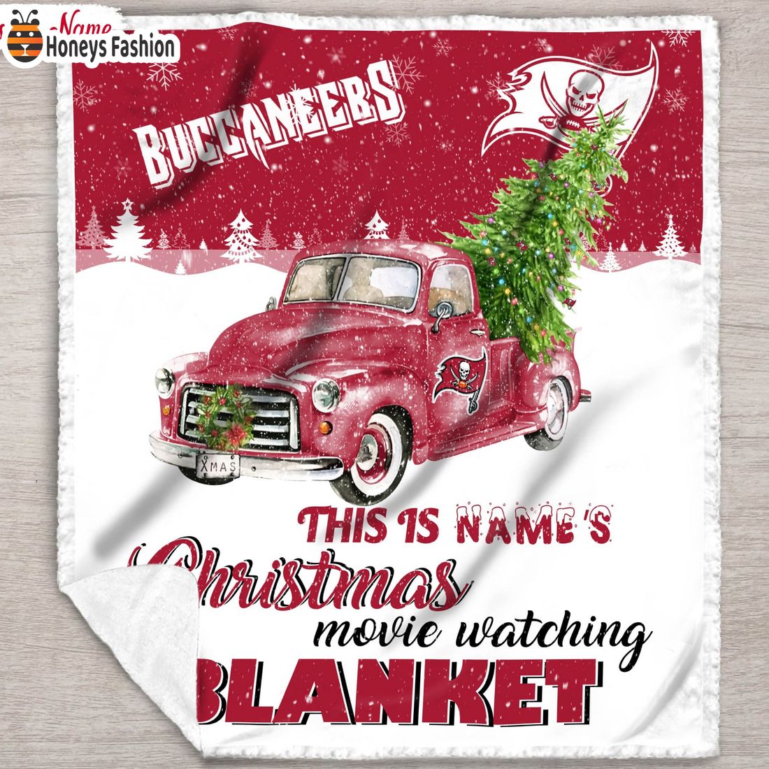 NFL Tampa Bay Buccaneers Custom Name Christmas movie watching quilt blanket