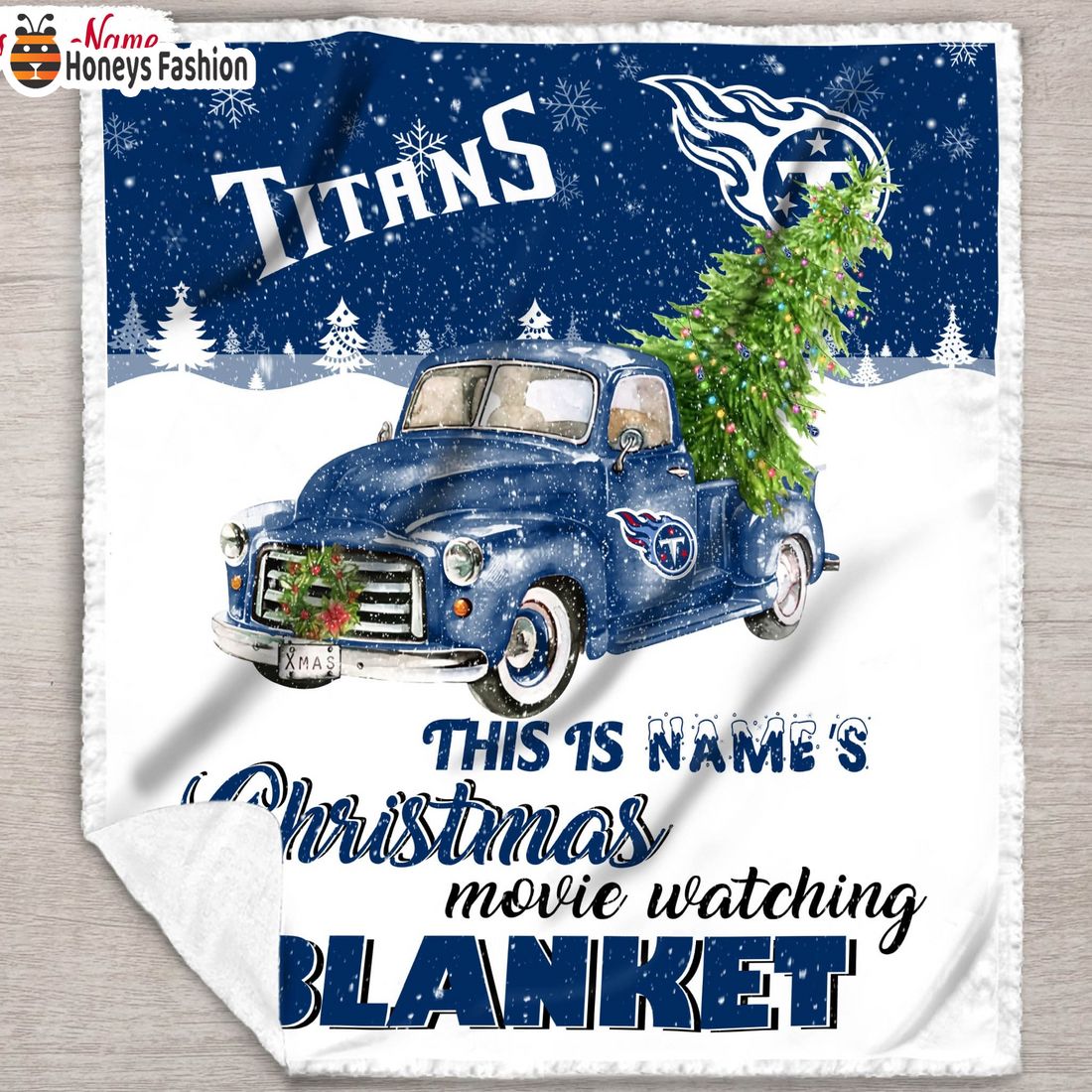 NFL Tennessee Titans Custom Name Christmas movie watching quilt blanket