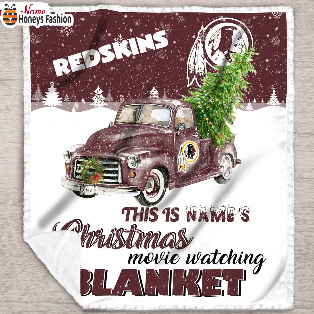 NFL Washington Redskins Custom Name Christmas movie watching quilt blanket