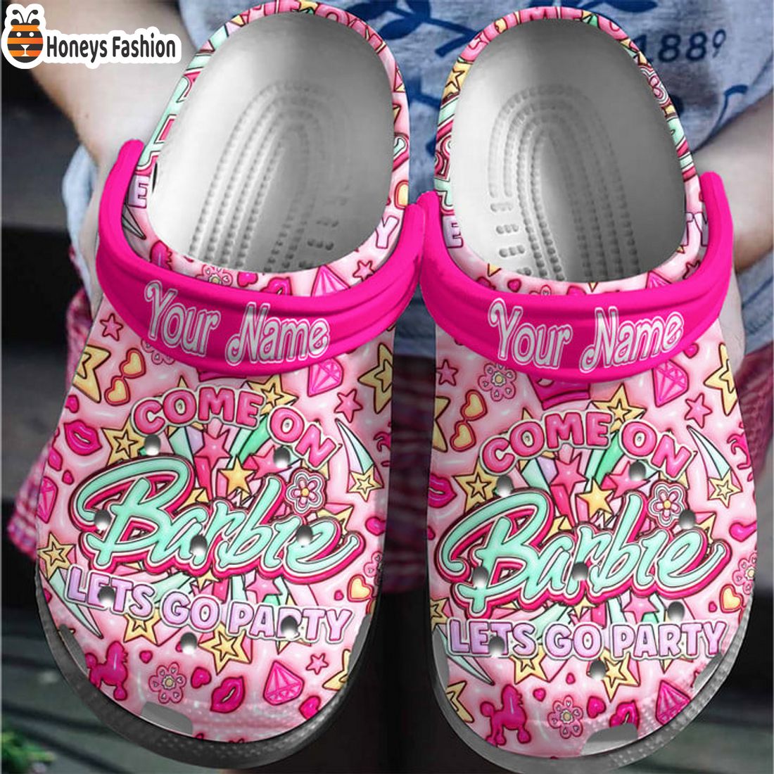 SELLER Come On Barbie Lets Go Party Custom Name Fleece Crocs Clog Shoes