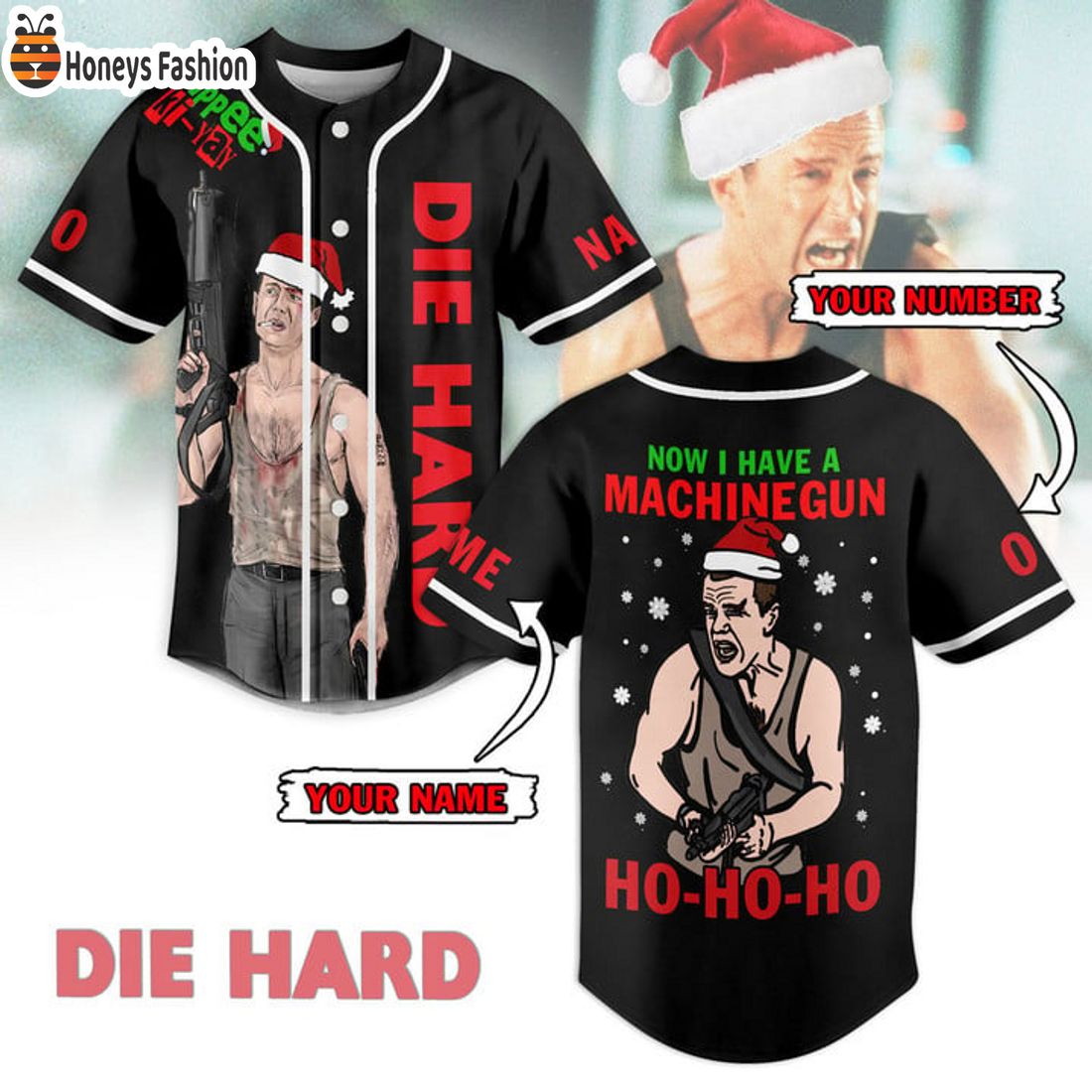 SELLER Die Hard Now I Have A Machinegun Personalized Name Number Baseball Jersey