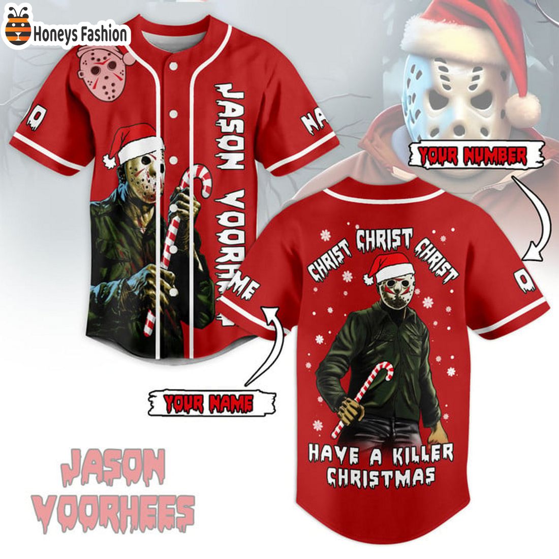 SELLER Jason Voorhees Have A Killer Christmas Personalized Name Number Baseball Jersey