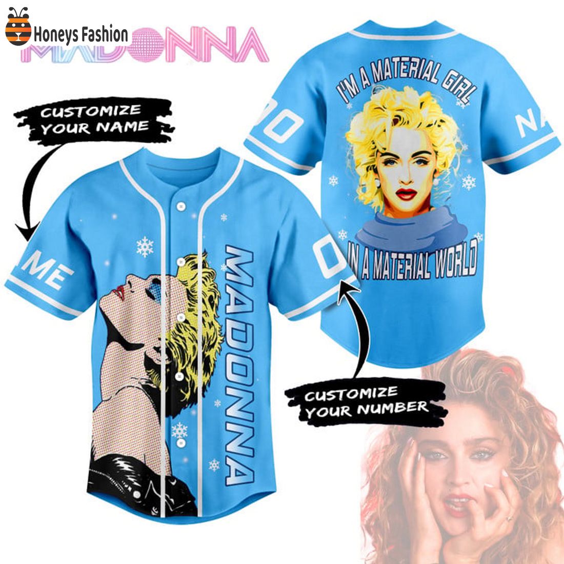 SELLER Madonna I’m Material Girl Personalized Name Number Baseball Jersey