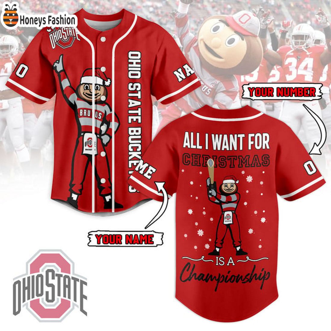 SELLER Ohio State Buckeyes Is A Championship Personalized Name Number Baseball Jersey