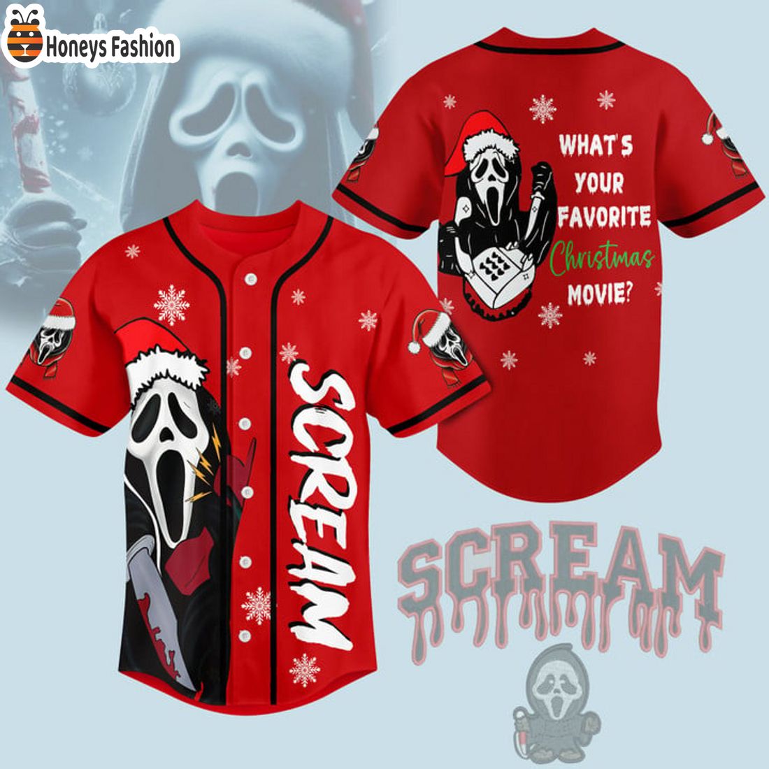 SELLER Scream What’s Your Favorite Christmas Movie Baseball Jersey