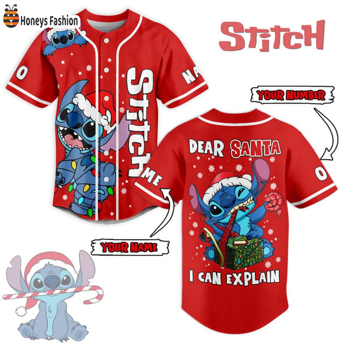 SELLER Stitch Dear Santa I Can Explain Personalized Name Number Baseball Jersey