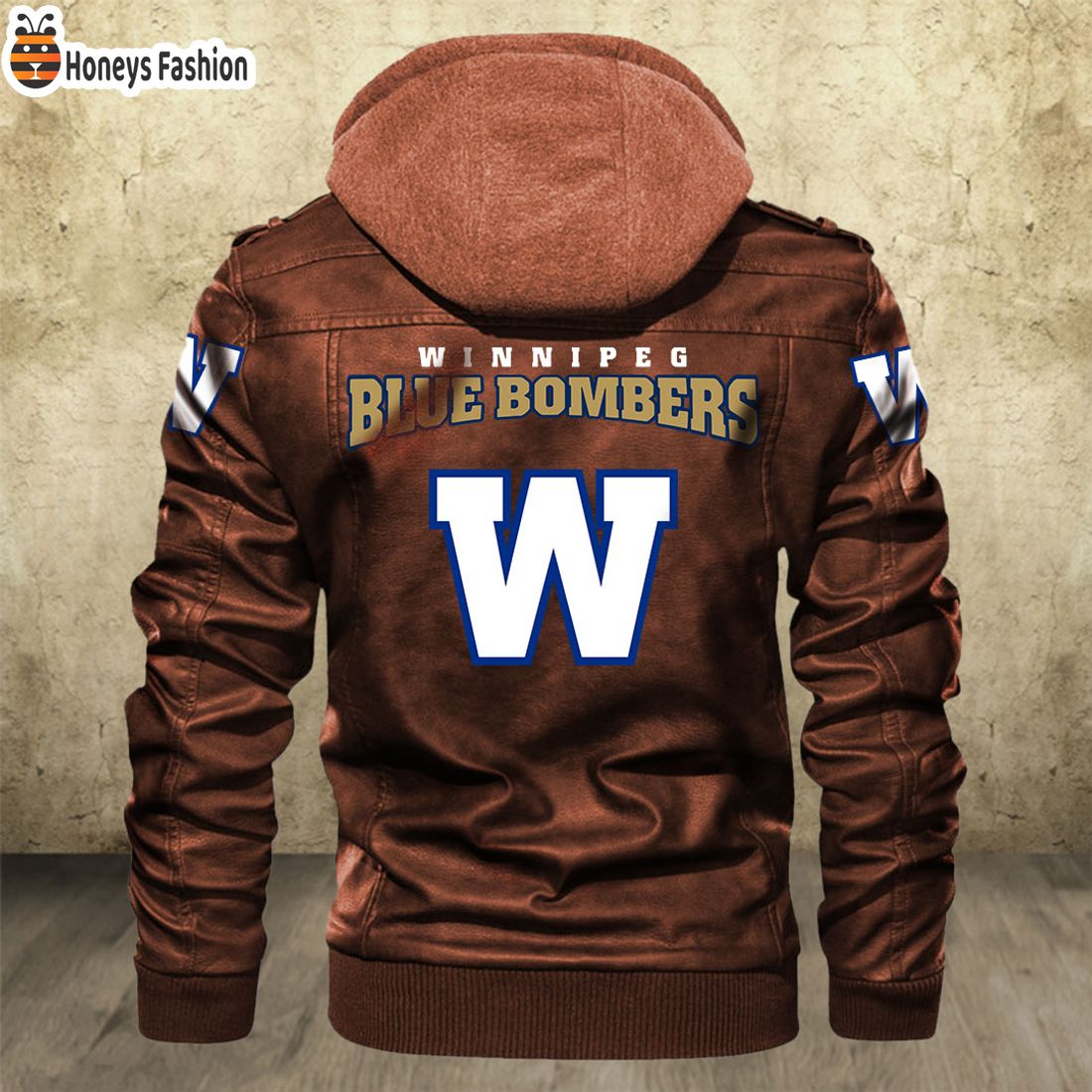 SELLER Winnipeg Blue Bombers CFL Leather Jacket