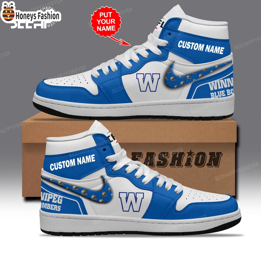 SELLER Winnipeg Blue Bombers Custom Nike Air Jordan High Sneaker