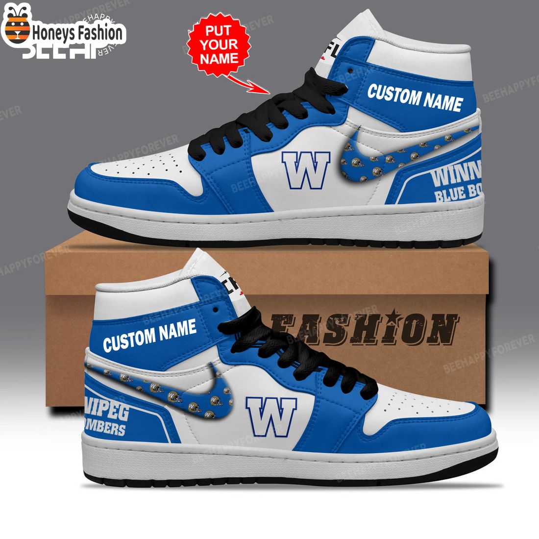 SELLER Winnipeg Blue Bombers Custom Nike Air Jordan High Sneaker