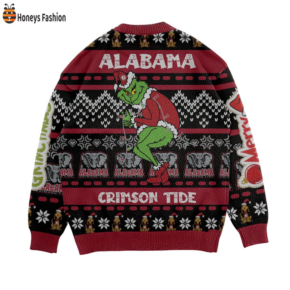 TOP Alabama Crimson Tide x Grinch Santa Costume Ugly Christmas Sweater