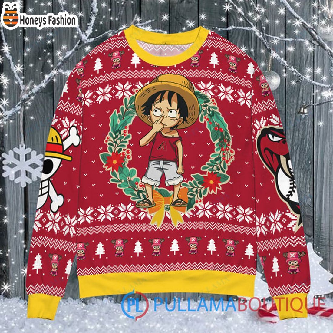 TOP Arizona Diamondbacks x Luffy One Piece Ugly christmas sweater