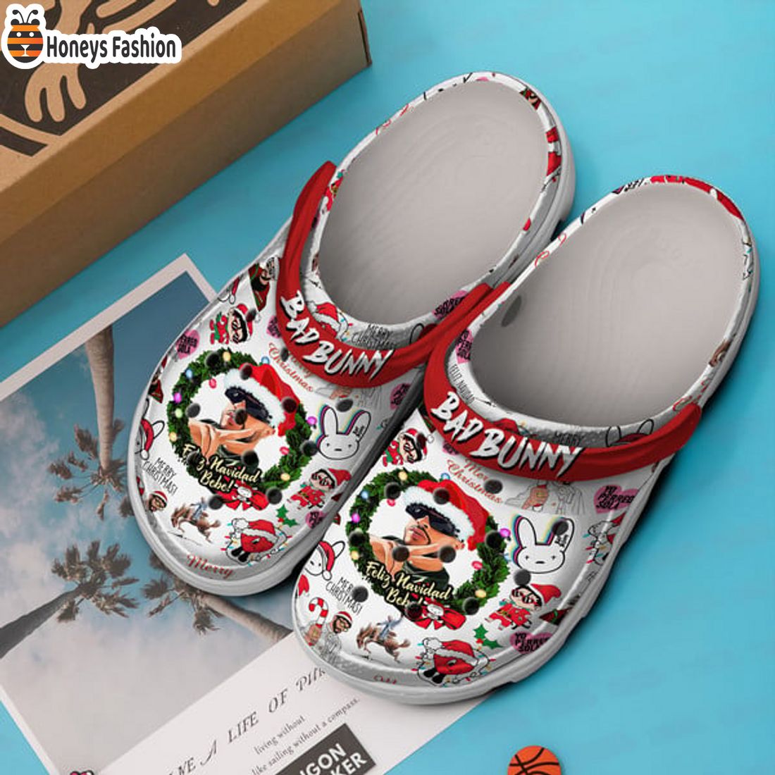 TOP Bad Bunny Feliz Navidad Bebe Crocs Clog Shoes