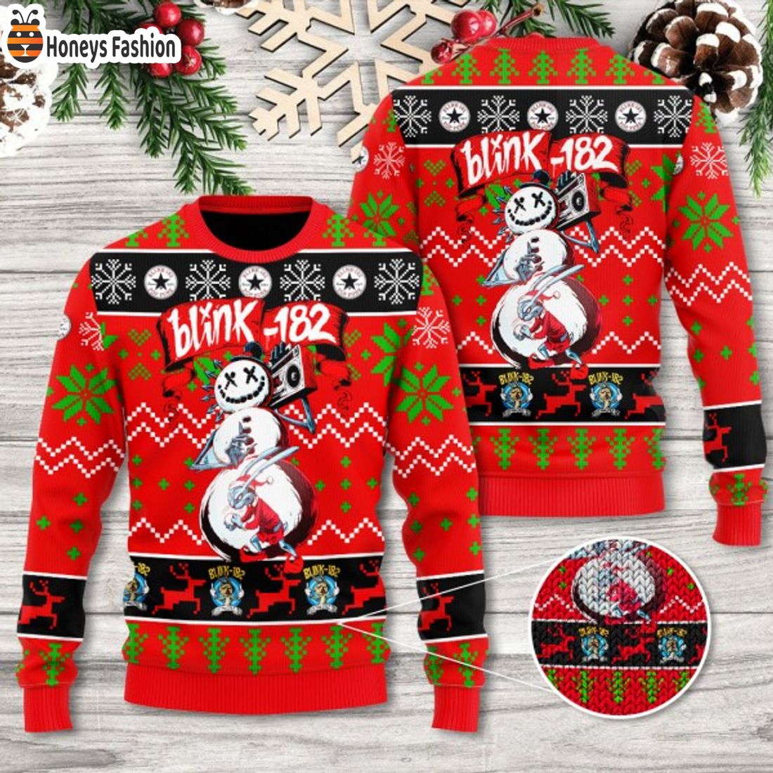 TOP Blink 182 Snowman Ugly Christmas Sweater