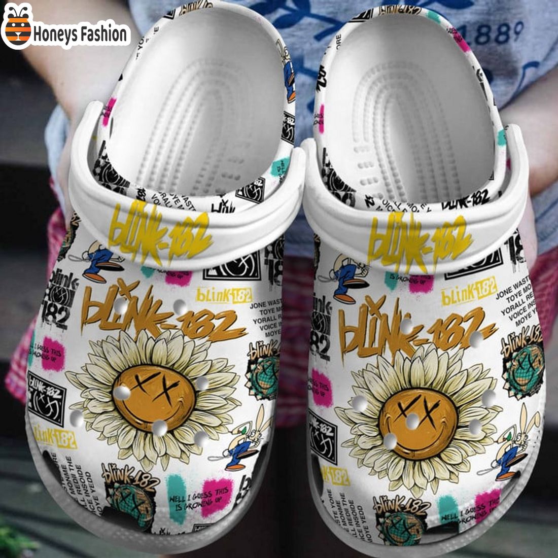 TOP Blink 182 Sunflower Face Smile Logo Crocs Clog Shoes