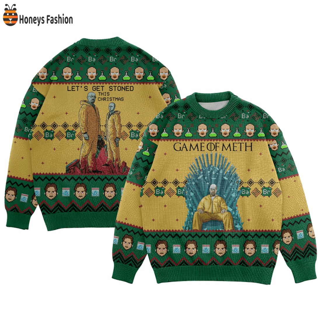 TOP Breaking Bad Game Of Meth Let's Get Stoned This Christmas Ugly Christmas Sweater