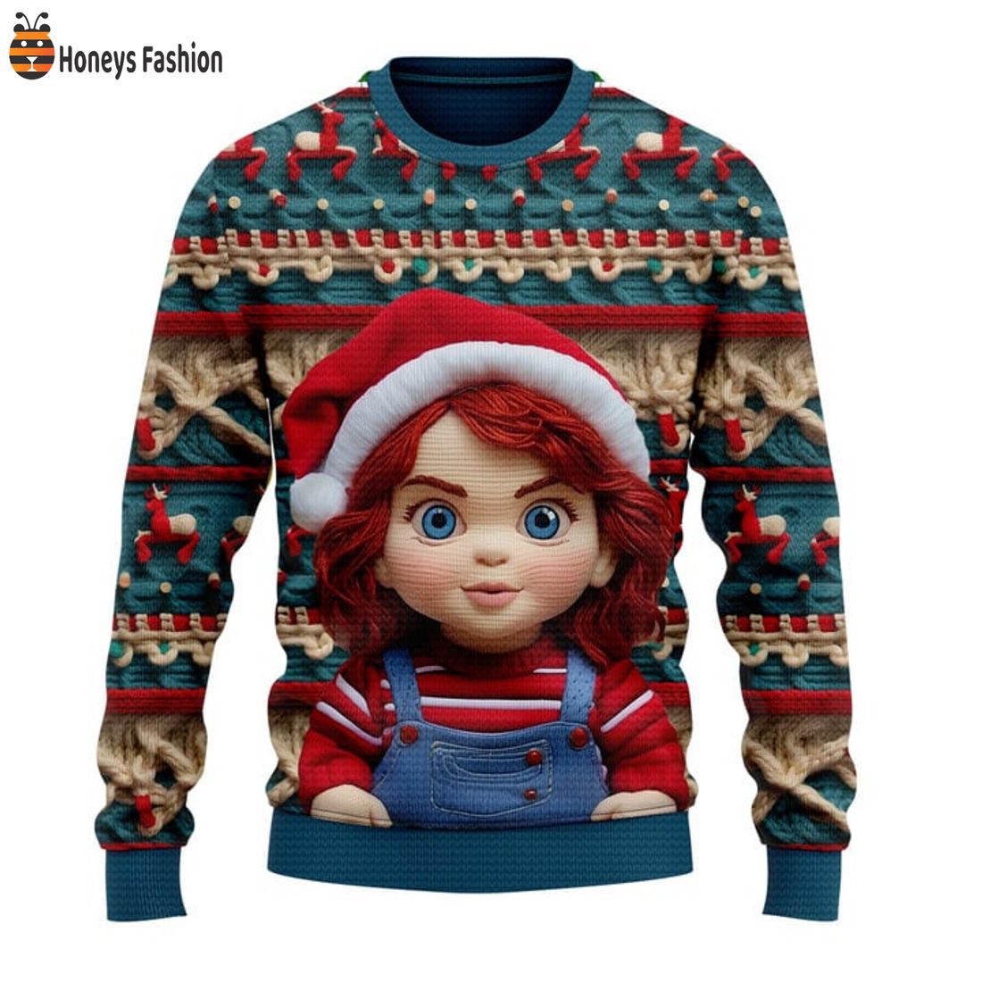 TOP Chucky Santa Hat Woolen Ugly Christmas Sweater