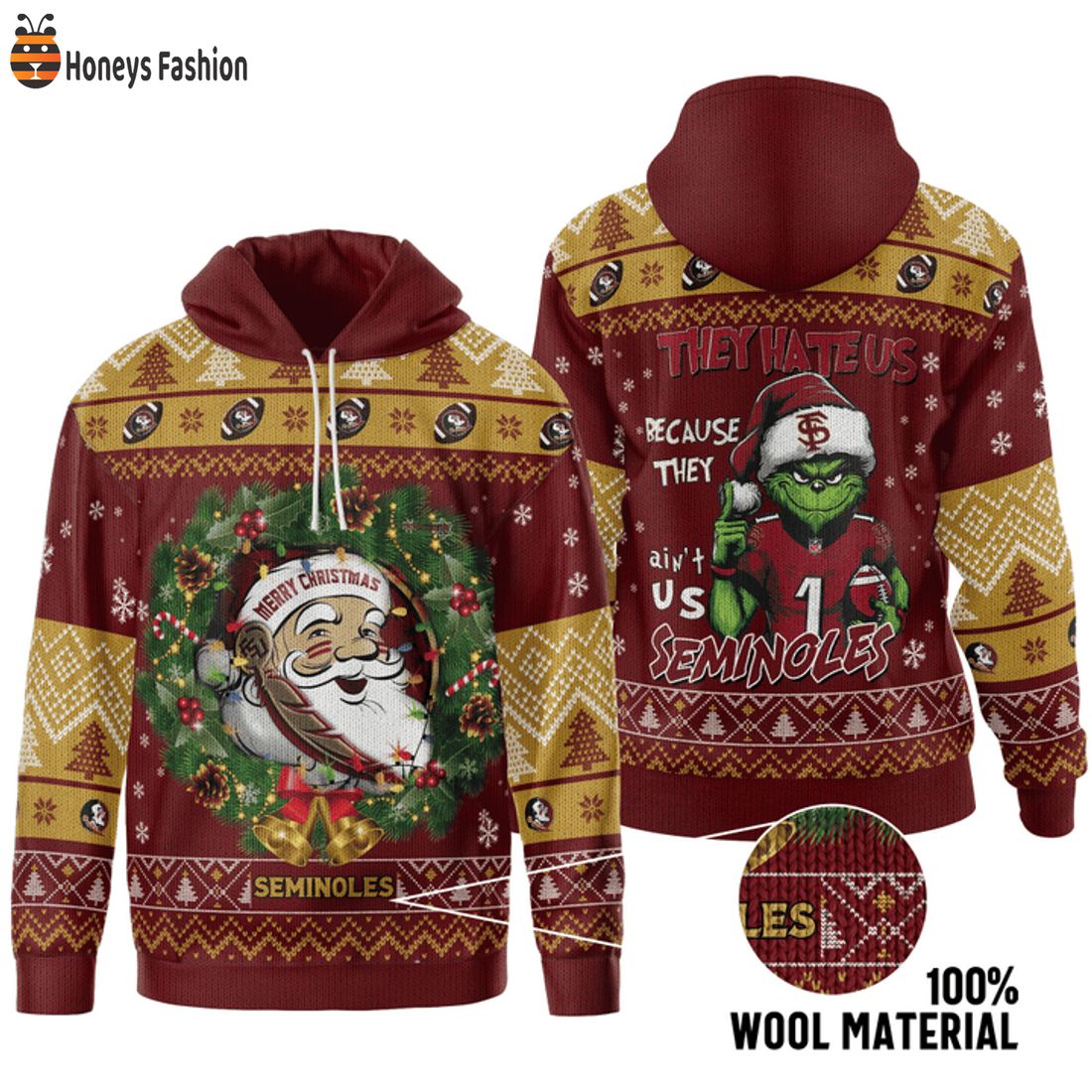 TOP Florida State Seminoles Grinch They Hate Us Because They Ain’t Us Ugly Christmas Sweater