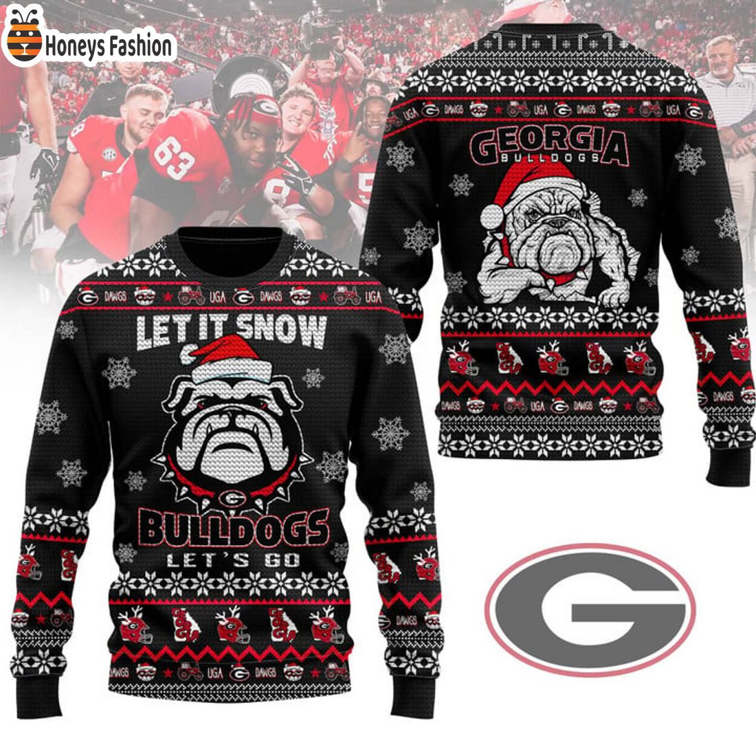 TOP Georgia Bulldogs Let It Snow Let’s Go Ugly Christmas Sweater