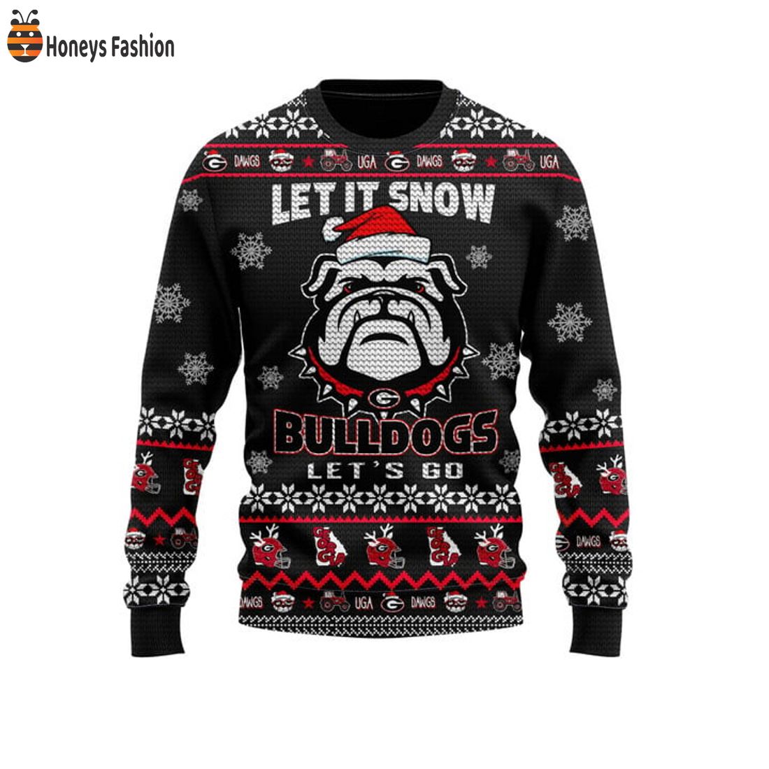 TOP Georgia Bulldogs Let It Snow Let’s Go Ugly Christmas Sweater