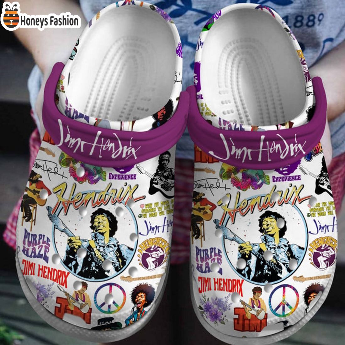 TOP Jimi Hendrix Purple Haze Crocs Clog Shoes