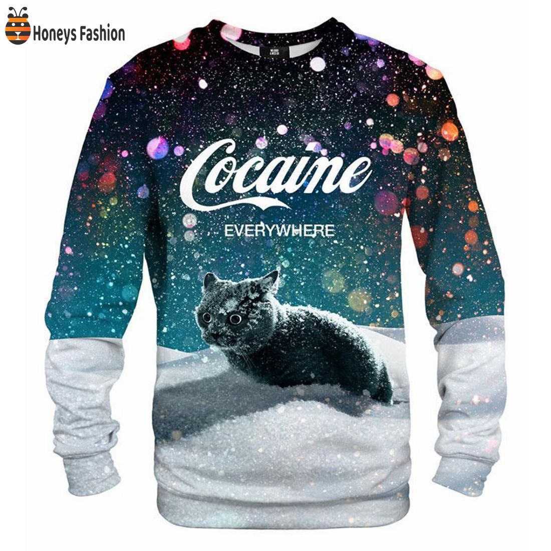 TOP Let It Snow Cat Cocaine Everywhere Christmas Sweatshirt